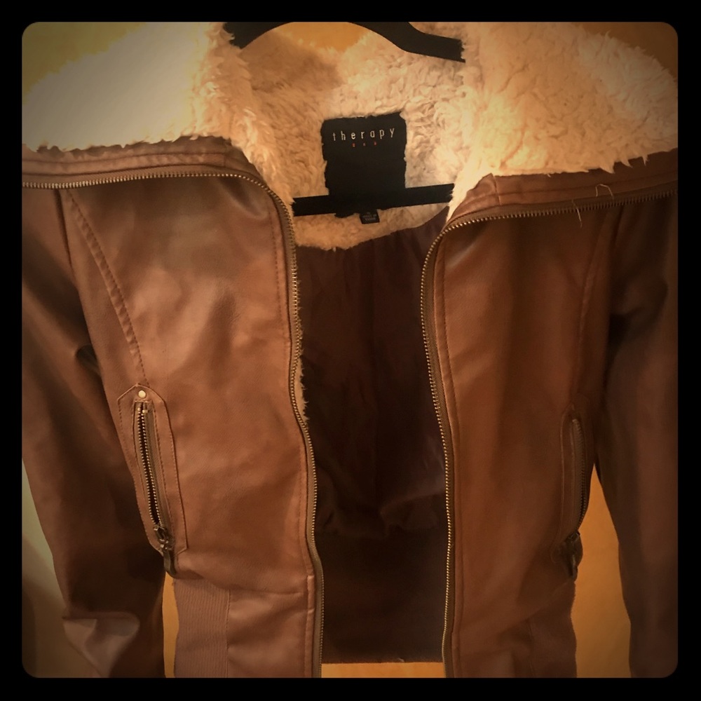 Pleather aviator jacket